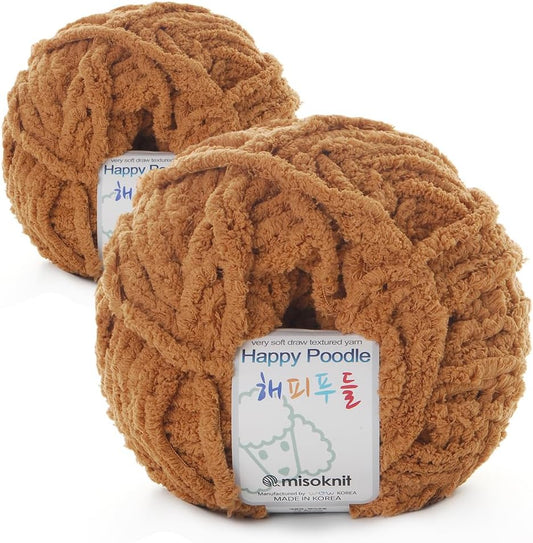 Chenille Yarn for Knitting Soft Poodle Yarn 2 Skeins Polyester 100%